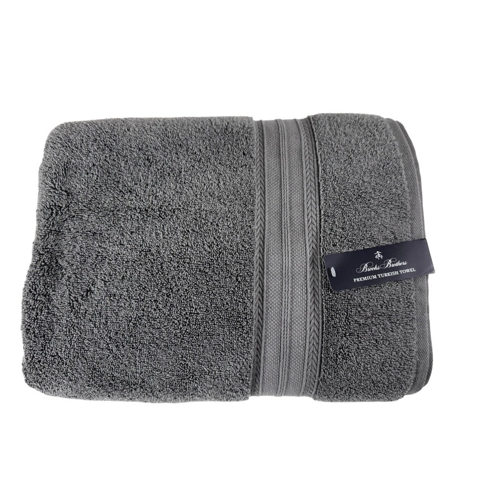 Brooks Brothers Premium Turkish Bath Towel 100% Cotton Gray 30" x 56" ‎ New